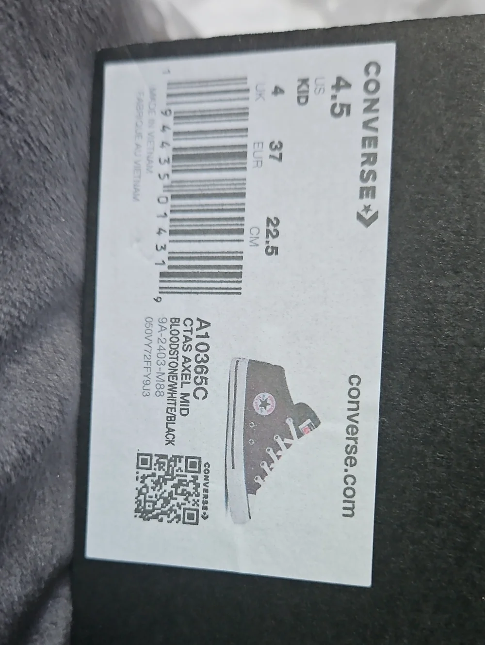 Converse Kids Burgundy and White High-Top Sneakers with Black Collar